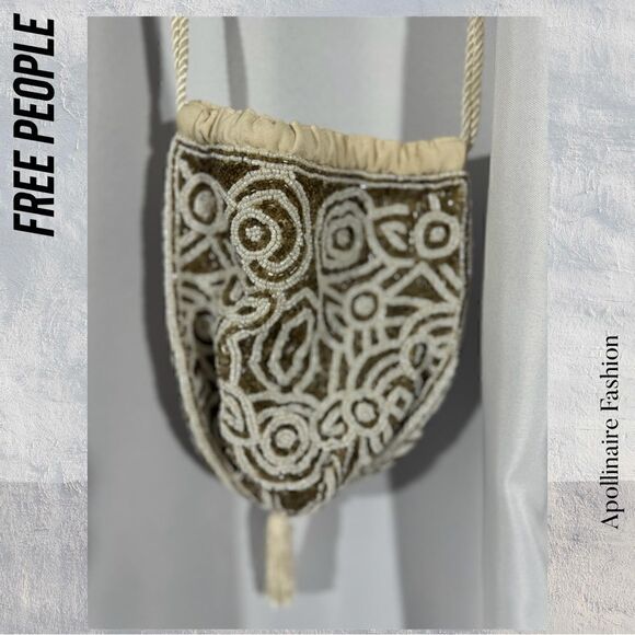 FREE PEOPLE PENNY PINCHING PURSE CROSSBODY TAN BEIGE MOTIF NEW - Picture 4 of 7